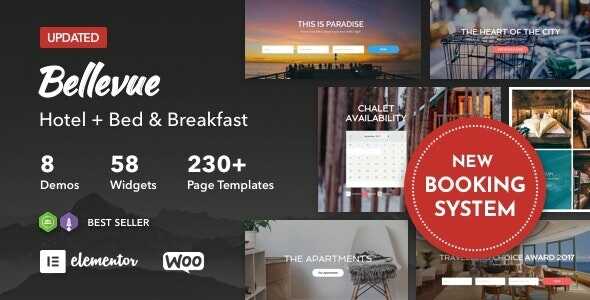 Hotel Bed and Breakfast Booking Calendar Theme - Bellevue Theme GPL