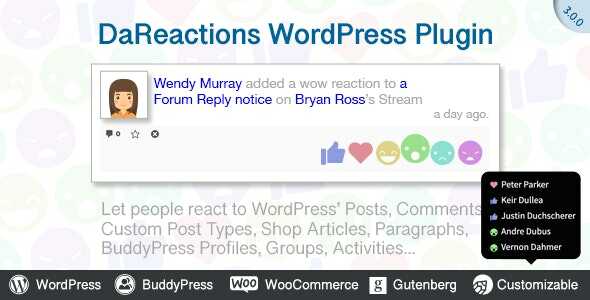 Reactions WordPress Plugin Real GPL