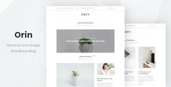 Orin - Minimal Blog For WordPress Real GPL