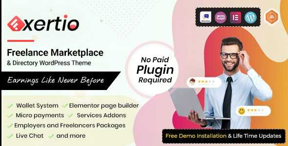 Exertio GPL - Freelance Marketplace WordPress Theme