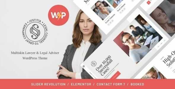 Justitia Multiskin Lawyer & Legal Adviser WordPress Theme gpl