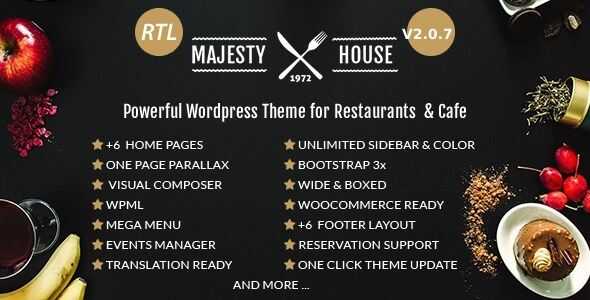 Majesty Restaurant WooCommerce WordPress Theme gpl