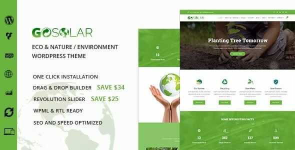 GoSolar Eco Environmental & Nature WordPress Theme gpl