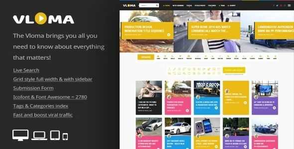 Vloma Grid - A Responsive WordPress Video Blog Theme gpl