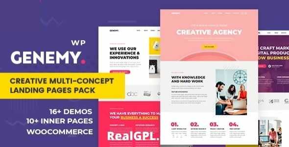 Genemy Creative Multi Concept Landing Pages Pack With Page Builder gpl
