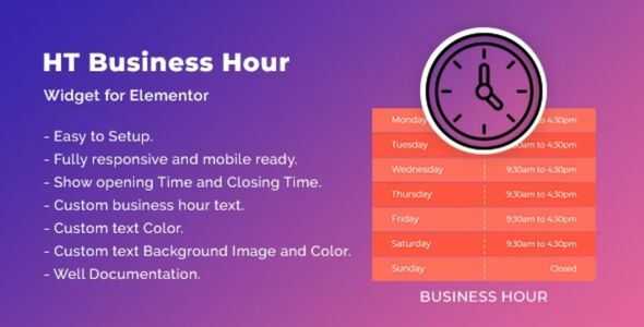 HT Business Hour Widget for Elementor GPL