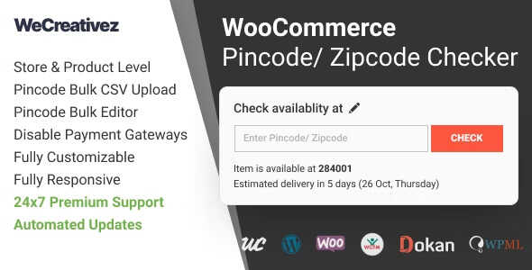 WooCommerce Pincode Zipcode Checker GPL
