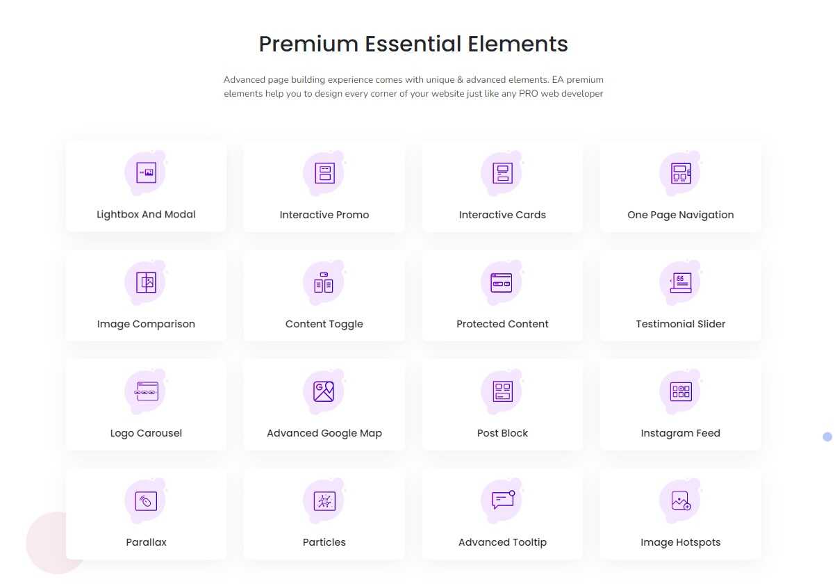 Happy Addons For Elementor Features