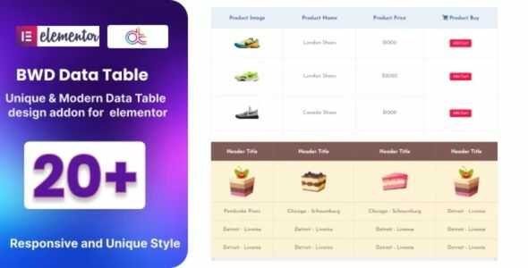 Data Table Addon for Elementor gpl