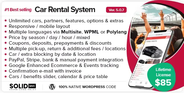 Car Rental System Native WordPress Plugin