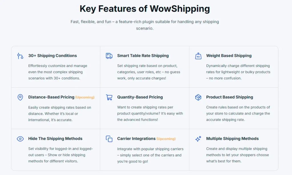 Key Features WowShipping Key Features WowShipping